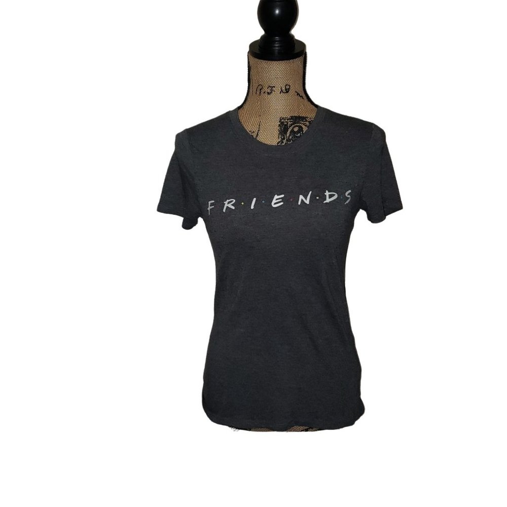 Friends graphic tee, longer in back, crew neck, gray, size x-small, good conditi